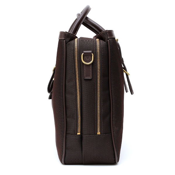 ビジネスバッグ メンズ ショルダー付き ダークブラウン ブラウン 茶 茶色 大容量 ブリーフケース ナイロン 軽量 本革 レザー 出張 カバン 鞄 高品質 大人 fetia(フェティア)