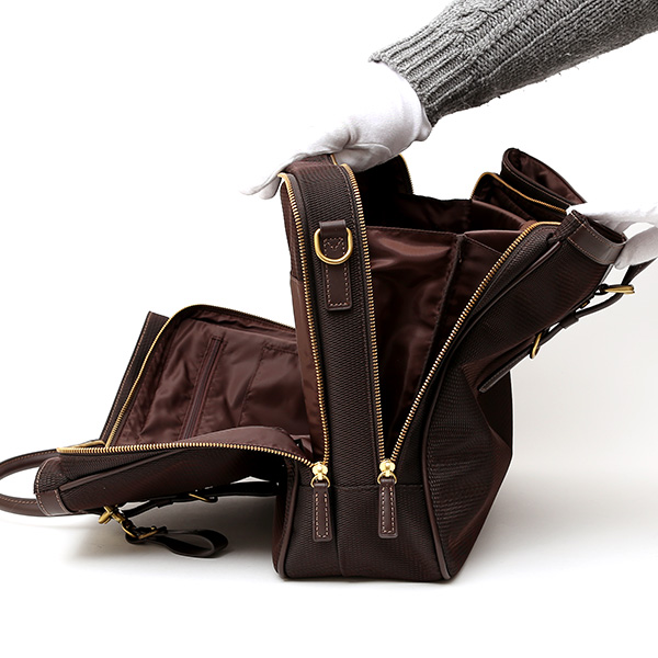ビジネスバッグ メンズ ショルダー付き ダークブラウン ブラウン 茶 茶色 大容量 ブリーフケース ナイロン 軽量 本革 レザー 出張 カバン 鞄 高品質 大人 fetia(フェティア)
