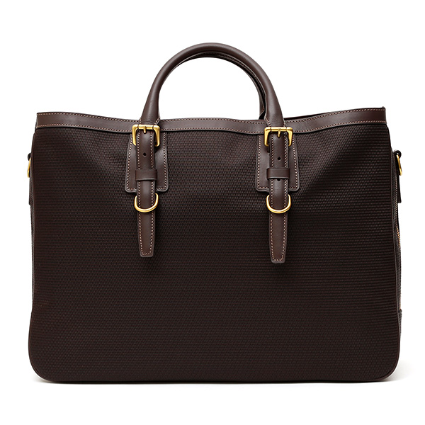 ビジネスバッグ メンズ ショルダー付き ダークブラウン ブラウン 茶 茶色 大容量 ブリーフケース ナイロン 軽量 本革 レザー 出張 カバン 鞄 高品質 大人 fetia(フェティア)