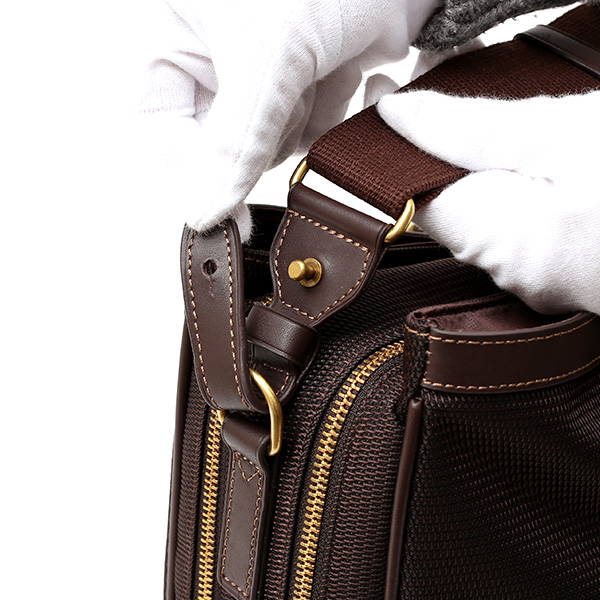 ビジネスバッグ メンズ ショルダー付き ダークブラウン ブラウン 茶 茶色 大容量 ブリーフケース ナイロン 軽量 本革 レザー 出張 カバン 鞄 高品質 大人 fetia(フェティア)