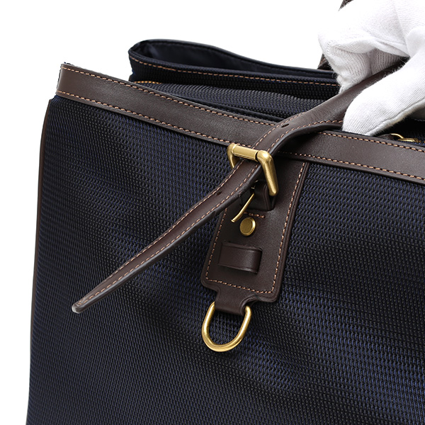  ビジネスバッグ メンズ ショルダー付き ブルー ネイビー 青色 大容量 ブリーフケース ナイロン 軽量 本革 レザー 出張 カバン 鞄 高品質 大人 fetia(フェティア)