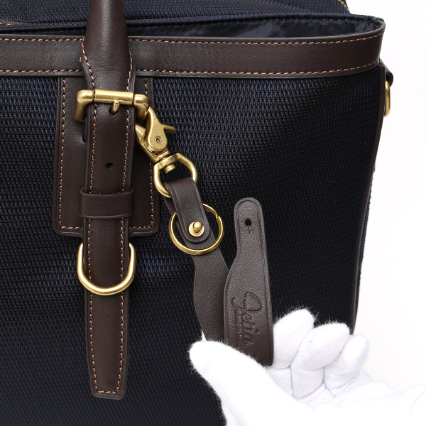  ビジネスバッグ メンズ ショルダー付き ブルー ネイビー 青色 大容量 ブリーフケース ナイロン 軽量 本革 レザー 出張 カバン 鞄 高品質 大人 fetia(フェティア)