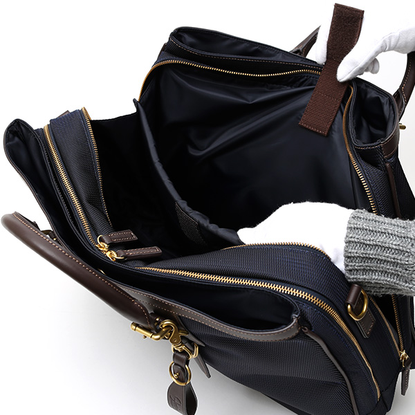  ビジネスバッグ メンズ ショルダー付き ブルー ネイビー 青色 大容量 ブリーフケース ナイロン 軽量 本革 レザー 出張 カバン 鞄 高品質 大人 fetia(フェティア)