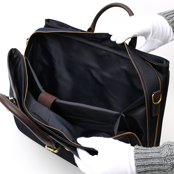  ビジネスバッグ メンズ ショルダー付き ブルー ネイビー 青色 大容量 ブリーフケース ナイロン 軽量 本革 レザー 出張 カバン 鞄 高品質 大人 fetia(フェティア)