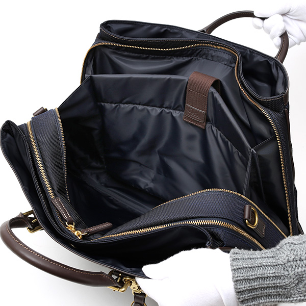  ビジネスバッグ メンズ ショルダー付き ブルー ネイビー 青色 大容量 ブリーフケース ナイロン 軽量 本革 レザー 出張 カバン 鞄 高品質 大人 fetia(フェティア)