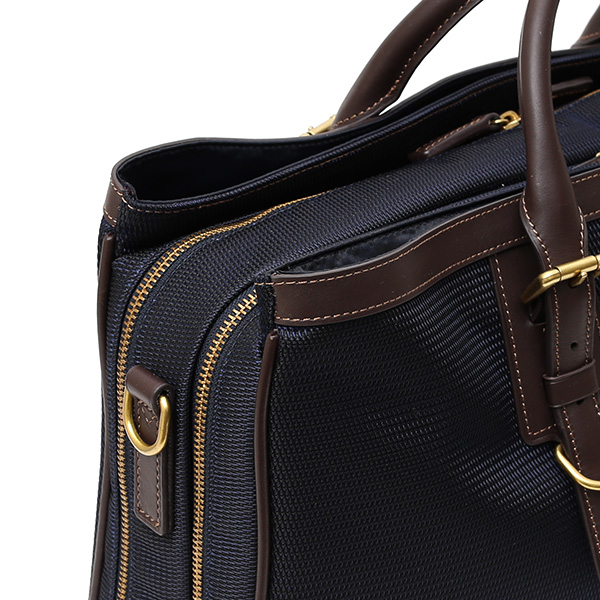  ビジネスバッグ メンズ ショルダー付き ブルー ネイビー 青色 大容量 ブリーフケース ナイロン 軽量 本革 レザー 出張 カバン 鞄 高品質 大人 fetia(フェティア)