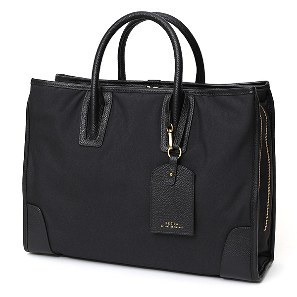  ビジネスバッグ メンズ ブリーフケース ブラック 黒 黒色 ショルダー付き 大容量 大きめ 大きい 出張 軽量 本革 レザー 高級 fetia(フェティア)