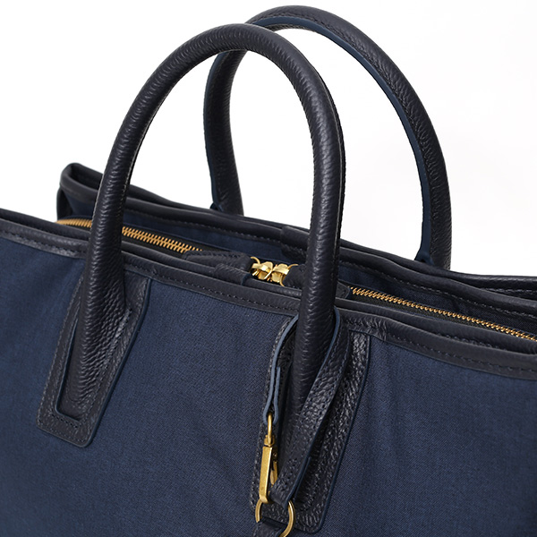  ビジネスバッグ メンズ ブリーフケース ブルー ネイビー 青色 ショルダー付き 大容量 大きめ 大きい 出張 軽量 本革 レザー 高級 fetia(フェティア)