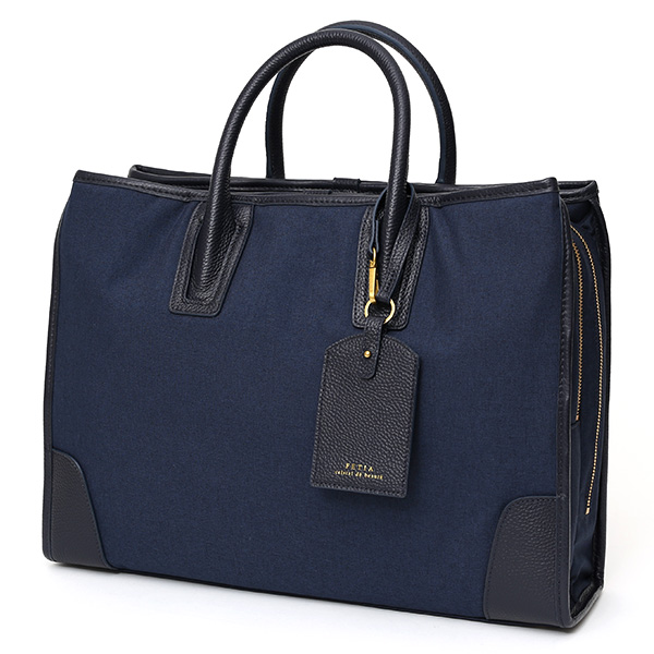  ビジネスバッグ メンズ ブリーフケース ブルー ネイビー 青色 ショルダー付き 大容量 大きめ 大きい 出張 軽量 本革 レザー 高級 fetia(フェティア)