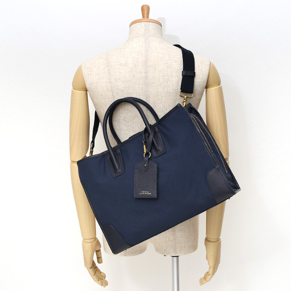  ビジネスバッグ メンズ ブリーフケース ブルー ネイビー 青色 ショルダー付き 大容量 大きめ 大きい 出張 軽量 本革 レザー 高級 fetia(フェティア)