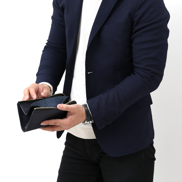  長財布 メンズ ラウンドファスナー 財布 本革 レザー ブルー ネイビー 青色 ブランド 小銭入れあり レディース fetia(フェティア) ヒオナシリーズ(Hiona Series)