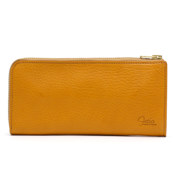fetia(フェティア) ヒオナシリーズ ラウンドジップ レザー ロングウォレット 長財布 イエロー