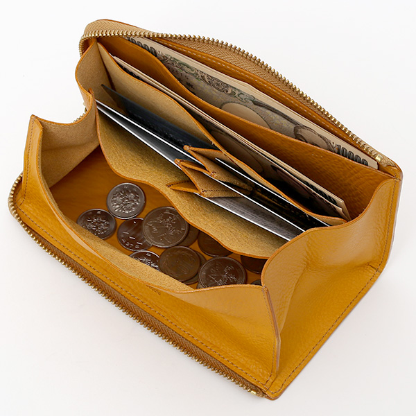 長財布 メンズ ラウンドファスナー 財布 本革 レザー イエロー 黄色 ブランド 小銭入れあり レディース fetia(フェティア) ヒオナシリーズ(Hiona Series)