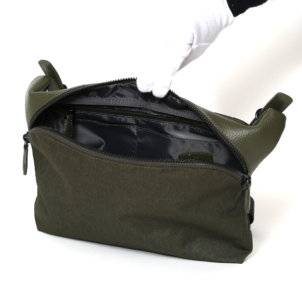 サコッシュ メンズ レディース ミニ 薄マチ ナイロン ブランド ショルダーバッグ メッセンジャーバッグ グリーン 緑色 レザー 革 コンビ 軽量 軽い コンパクト かばん ユニセックス 人気 鞄 fetia(フェティア)