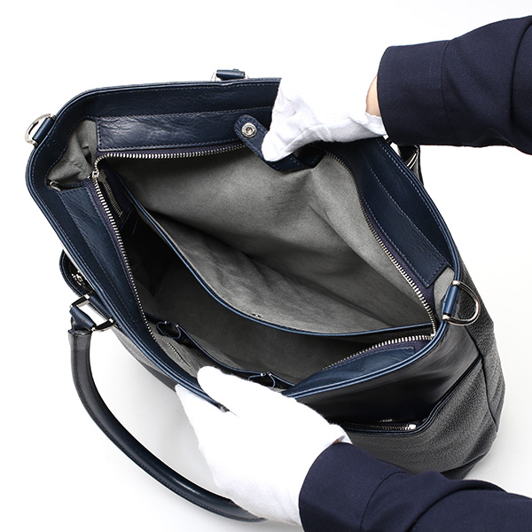  トートバッグ メンズ 本革 日本製 ブルー ネイビー 青色 ビジネスバッグ ショルダーベルト付き 肩掛け 大容量 大きい 無地 鞄 カバン 通勤 通学 オシャレ ファイブウッズ(FIVE WOODS) HORIZON(ホライズン) #39242
