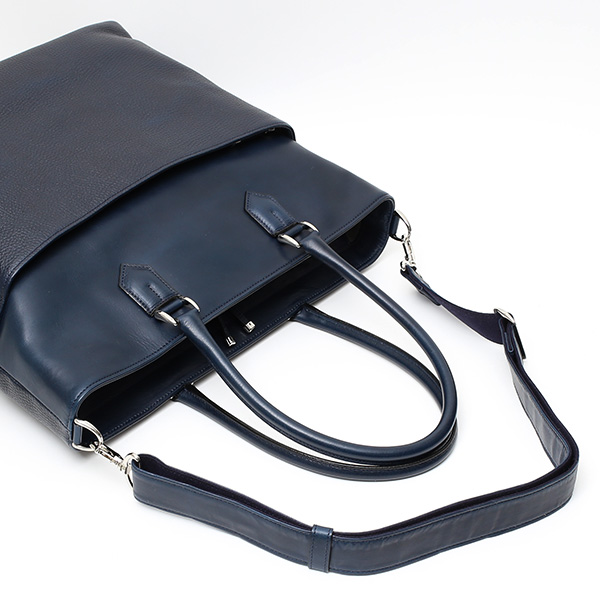  トートバッグ メンズ 本革 日本製 ブルー ネイビー 青色 ビジネスバッグ ショルダーベルト付き 肩掛け 大容量 大きい 無地 鞄 カバン 通勤 通学 オシャレ ファイブウッズ(FIVE WOODS) HORIZON(ホライズン) #39242