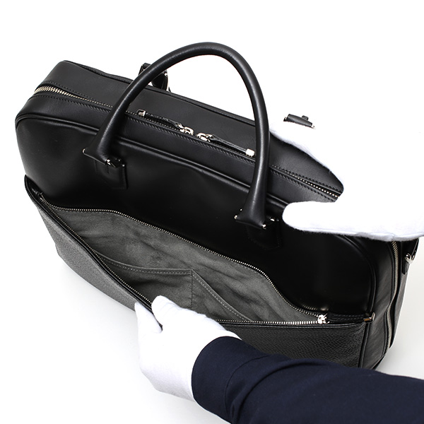  ビジネスバッグ メンズ 本革 ブリーフケース 日本製 ブラック 黒 黒色 ショルダーベルト付き 肩掛け 無地 鞄 カバン 通勤 オシャレ 高級 シンプル 大容量 ファイブウッズ(FIVE WOODS) HORIZON(ホライズン) #39243