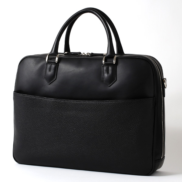  ビジネスバッグ メンズ 本革 ブリーフケース 日本製 ブラック 黒 黒色 ショルダーベルト付き 肩掛け 無地 鞄 カバン 通勤 オシャレ 高級 シンプル 大容量 ファイブウッズ(FIVE WOODS) HORIZON(ホライズン) #39243