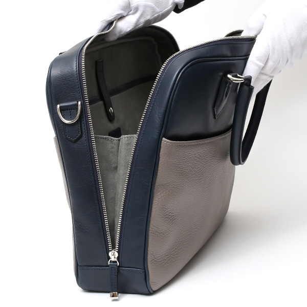  ビジネスバッグ メンズ 本革 ブリーフケース 日本製 グレー グレイ 灰色 ショルダーベルト付き 肩掛け 無地 鞄 カバン 通勤 オシャレ 高級 シンプル 大容量 ファイブウッズ(FIVE WOODS) HORIZON(ホライズン) #39243