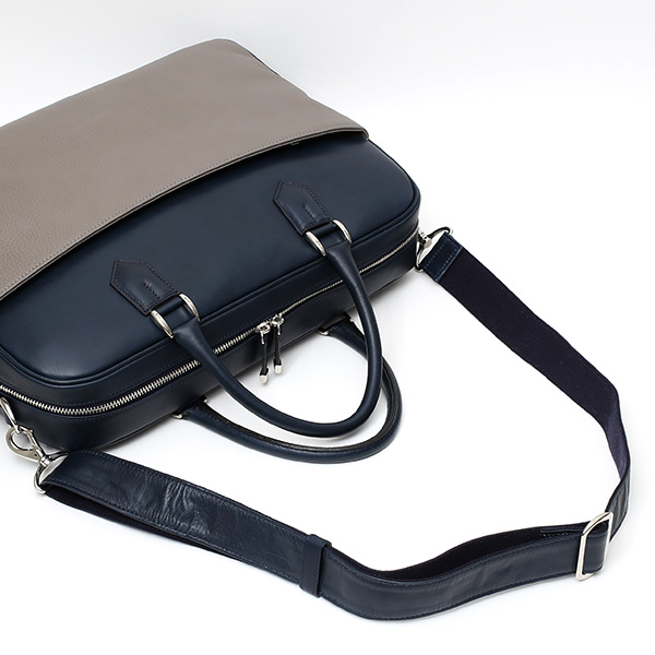  ビジネスバッグ メンズ 本革 ブリーフケース 日本製 グレー グレイ 灰色 ショルダーベルト付き 肩掛け 無地 鞄 カバン 通勤 オシャレ 高級 シンプル 大容量 ファイブウッズ(FIVE WOODS) HORIZON(ホライズン) #39243