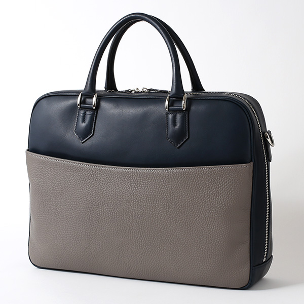  ビジネスバッグ メンズ 本革 ブリーフケース 日本製 グレー グレイ 灰色 ショルダーベルト付き 肩掛け 無地 鞄 カバン 通勤 オシャレ 高級 シンプル 大容量 ファイブウッズ(FIVE WOODS) HORIZON(ホライズン) #39243