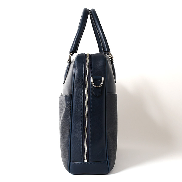 ビジネスバッグ メンズ 本革 ブリーフケース 日本製 ブルー ネイビー 青色 ショルダーベルト付き 肩掛け 無地 鞄 カバン 通勤 オシャレ 高級 シンプル 大容量 ファイブウッズ(FIVE WOODS) HORIZON(ホライズン) #39243