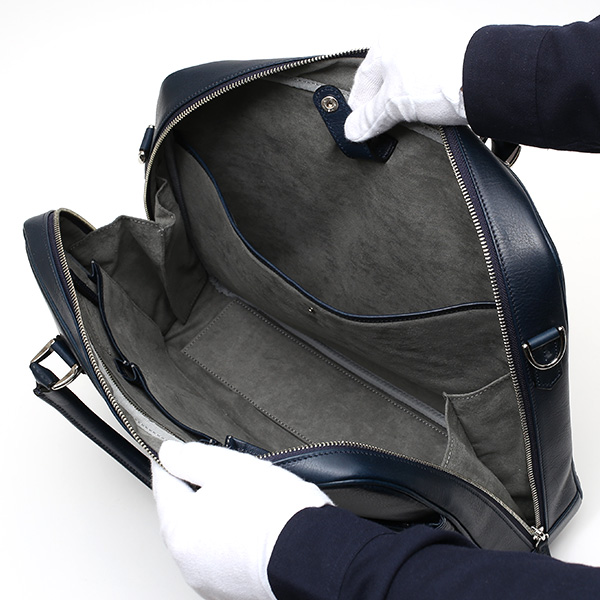 ビジネスバッグ メンズ 本革 ブリーフケース 日本製 ブルー ネイビー 青色 ショルダーベルト付き 肩掛け 無地 鞄 カバン 通勤 オシャレ 高級 シンプル 大容量 ファイブウッズ(FIVE WOODS) HORIZON(ホライズン) #39243