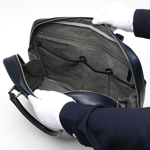 ビジネスバッグ メンズ 本革 ブリーフケース 日本製 ブルー ネイビー 青色 ショルダーベルト付き 肩掛け 無地 鞄 カバン 通勤 オシャレ 高級 シンプル 大容量 ファイブウッズ(FIVE WOODS) HORIZON(ホライズン) #39243