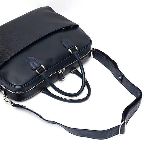 ビジネスバッグ メンズ 本革 ブリーフケース 日本製 ブルー ネイビー 青色 ショルダーベルト付き 肩掛け 無地 鞄 カバン 通勤 オシャレ 高級 シンプル 大容量 ファイブウッズ(FIVE WOODS) HORIZON(ホライズン) #39243