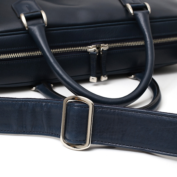 ビジネスバッグ メンズ 本革 ブリーフケース 日本製 ブルー ネイビー 青色 ショルダーベルト付き 肩掛け 無地 鞄 カバン 通勤 オシャレ 高級 シンプル 大容量 ファイブウッズ(FIVE WOODS) HORIZON(ホライズン) #39243