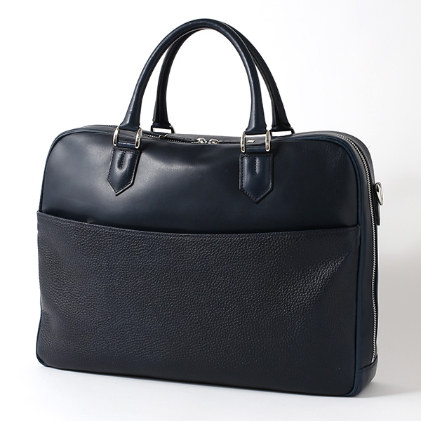 ビジネスバッグ メンズ 本革 ブリーフケース 日本製 ブルー ネイビー 青色 ショルダーベルト付き 肩掛け 無地 鞄 カバン 通勤 オシャレ 高級 シンプル 大容量 ファイブウッズ(FIVE WOODS) HORIZON(ホライズン) #39243