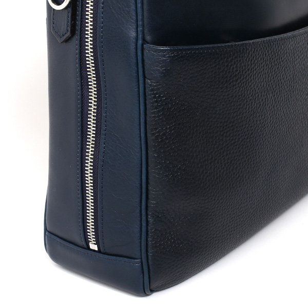 ビジネスバッグ メンズ 本革 ブリーフケース 日本製 ブルー ネイビー 青色 ショルダーベルト付き 肩掛け 無地 鞄 カバン 通勤 オシャレ 高級 シンプル 大容量 ファイブウッズ(FIVE WOODS) HORIZON(ホライズン) #39243