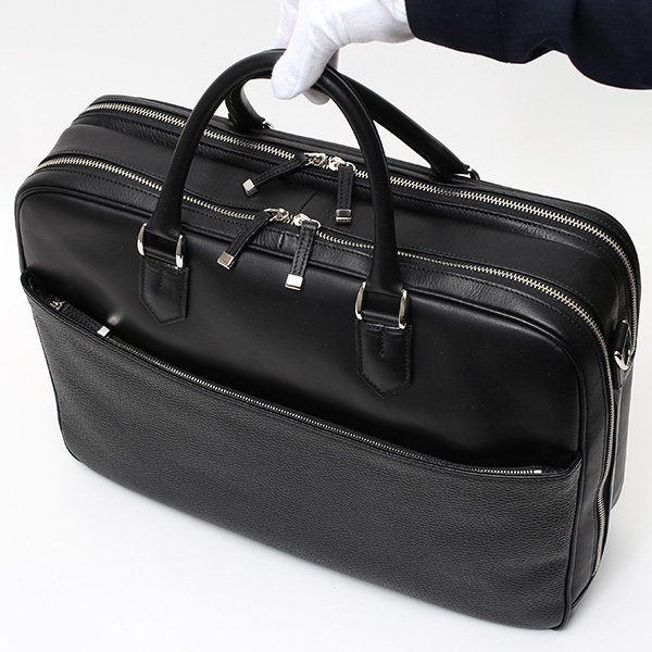 ブリーフケース メンズ 本革 ビジネスバッグ 2気室 日本製 ブラック 黒 黒色 ショルダーベルト付き 肩掛け 無地 鞄 カバン 通勤 高級 シンプル 大容量 ファイブウッズ(FIVE WOODS) HORIZON(ホライズン) #39244