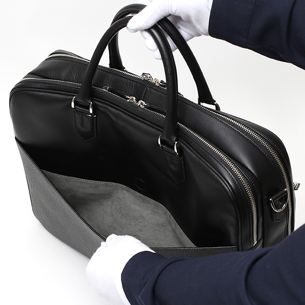 ブリーフケース メンズ 本革 ビジネスバッグ 2気室 日本製 ブラック 黒 黒色 ショルダーベルト付き 肩掛け 無地 鞄 カバン 通勤 高級 シンプル 大容量 ファイブウッズ(FIVE WOODS) HORIZON(ホライズン) #39244