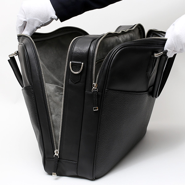 ブリーフケース メンズ 本革 ビジネスバッグ 2気室 日本製 ブラック 黒 黒色 ショルダーベルト付き 肩掛け 無地 鞄 カバン 通勤 高級 シンプル 大容量 ファイブウッズ(FIVE WOODS) HORIZON(ホライズン) #39244