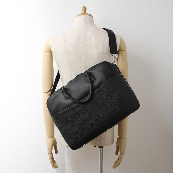 ブリーフケース メンズ 本革 ビジネスバッグ 2気室 日本製 ブラック 黒 黒色 ショルダーベルト付き 肩掛け 無地 鞄 カバン 通勤 高級 シンプル 大容量 ファイブウッズ(FIVE WOODS) HORIZON(ホライズン) #39244