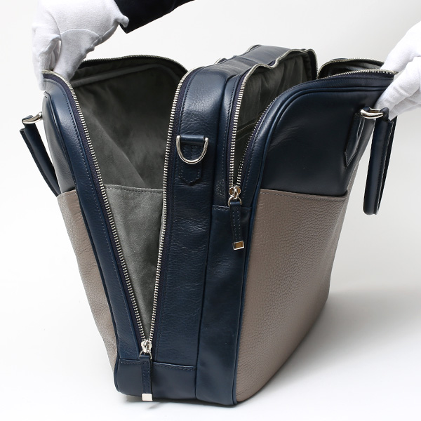  ブリーフケース メンズ 本革 ビジネスバッグ ２気室 日本製 グレー グレイ 灰色 ショルダーベルト付き 肩掛け 無地 鞄 カバン 通勤 高級 シンプル 大容量 ファイブウッズ(FIVE WOODS) HORIZON(ホライズン) #39244