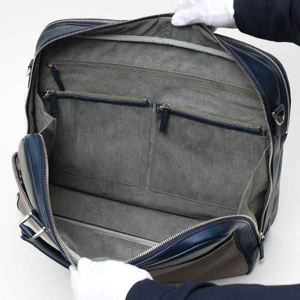  ブリーフケース メンズ 本革 ビジネスバッグ ２気室 日本製 グレー グレイ 灰色 ショルダーベルト付き 肩掛け 無地 鞄 カバン 通勤 高級 シンプル 大容量 ファイブウッズ(FIVE WOODS) HORIZON(ホライズン) #39244