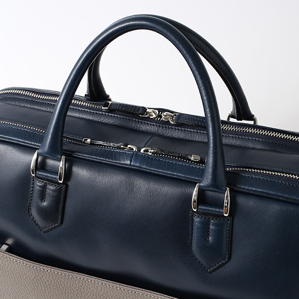  ブリーフケース メンズ 本革 ビジネスバッグ ２気室 日本製 グレー グレイ 灰色 ショルダーベルト付き 肩掛け 無地 鞄 カバン 通勤 高級 シンプル 大容量 ファイブウッズ(FIVE WOODS) HORIZON(ホライズン) #39244