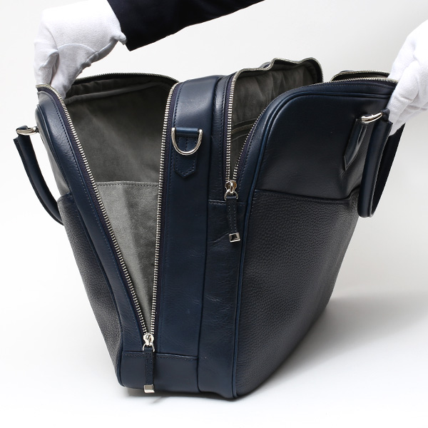 ブリーフケース メンズ 本革 ビジネスバッグ 2気室 日本製 ブルー ネイビー 青色 ショルダーベルト付き 肩掛け 無地 鞄 カバン 通勤 高級 シンプル 大容量 ファイブウッズ(FIVE WOODS) HORIZON(ホライズン) #39244