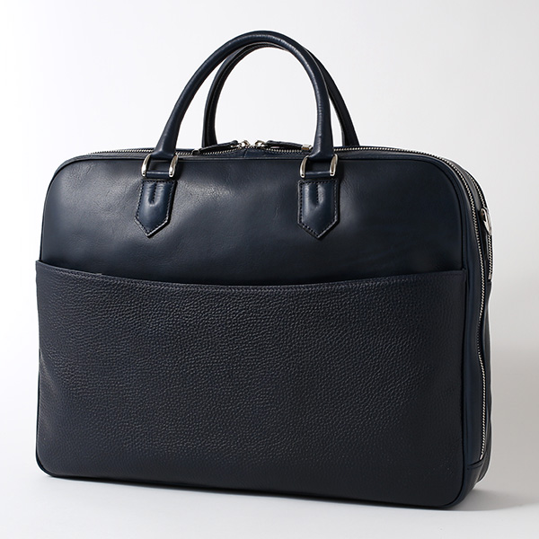 ブリーフケース メンズ 本革 ビジネスバッグ 2気室 日本製 ブルー ネイビー 青色 ショルダーベルト付き 肩掛け 無地 鞄 カバン 通勤 高級 シンプル 大容量 ファイブウッズ(FIVE WOODS) HORIZON(ホライズン) #39244