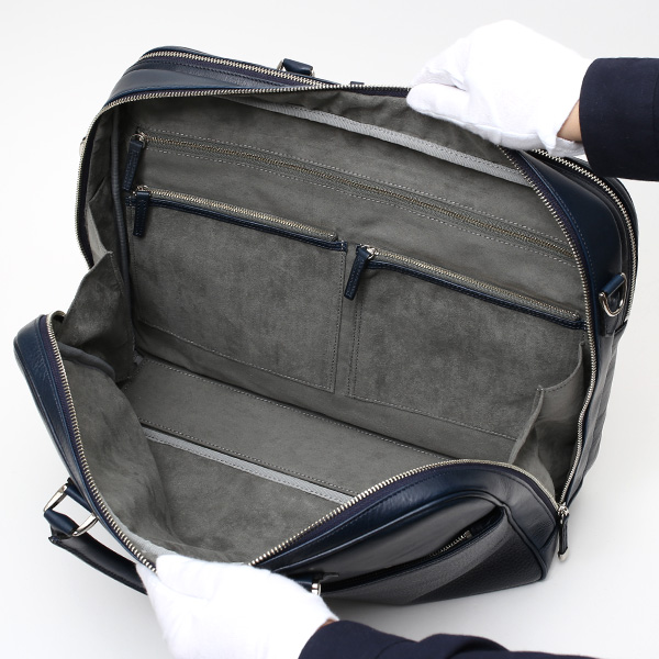 ブリーフケース メンズ 本革 ビジネスバッグ 2気室 日本製 ブルー ネイビー 青色 ショルダーベルト付き 肩掛け 無地 鞄 カバン 通勤 高級 シンプル 大容量 ファイブウッズ(FIVE WOODS) HORIZON(ホライズン) #39244