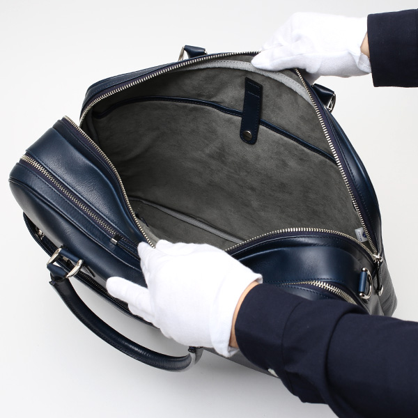 ブリーフケース メンズ 本革 ビジネスバッグ 2気室 日本製 ブルー ネイビー 青色 ショルダーベルト付き 肩掛け 無地 鞄 カバン 通勤 高級 シンプル 大容量 ファイブウッズ(FIVE WOODS) HORIZON(ホライズン) #39244