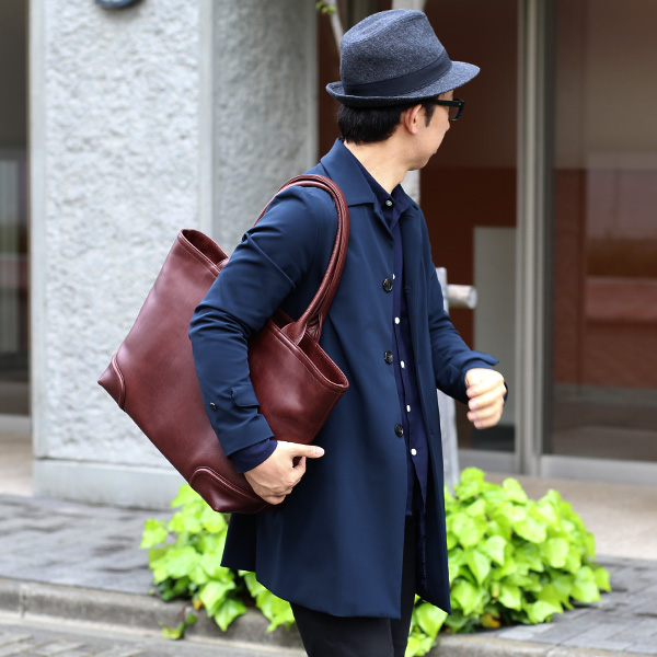 トートバッグ メンズ 本革 日本製 レッド ワイン 赤色 無地 ビジネスバッグ 鞄 カバン 高級 シンプル 大容量 大きめ オシャレ 通勤 通学 ファイブウッズ(FIVE WOODS) PLATEAU(プラトウ) #39174