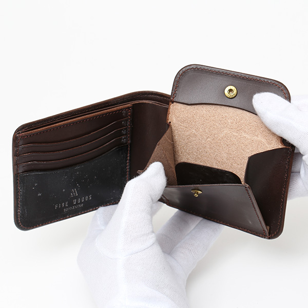  財布 メンズ 二つ折り 本革 ブライドルレザー 日本製 ブランド ダークブラウン ブラウン 茶 茶色 小銭入れあり コインケース オシャレ 高級 シンプル 大人 プレゼント ファイブウッズ(FIVE WOODS) CASK(キャスク) #38054