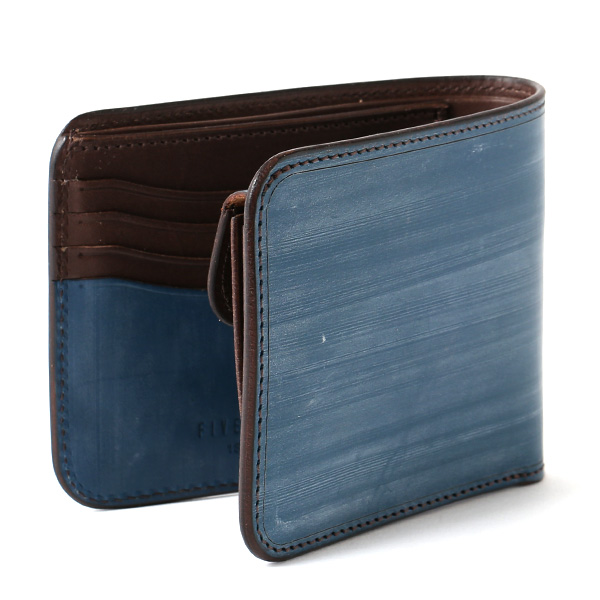  財布 メンズ 二つ折り 本革 ブライドルレザー 日本製 ブランド ブルー ネイビー 青色 小銭入れあり コインケース オシャレ 高級 シンプル 大人 プレゼント ファイブウッズ(FIVE WOODS) CASK(キャスク) #38054