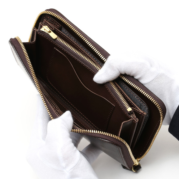 長財布 メンズ ラウンドファスナー 財布 本革 ブライドルレザー 日本製 ブランド ダークブラウン ブラウン 茶 茶色 小銭入れあり コインケース オシャレ 高級 シンプル 大人 ファイブウッズ(FIVE WOODS) CASK(キャスク) #38057