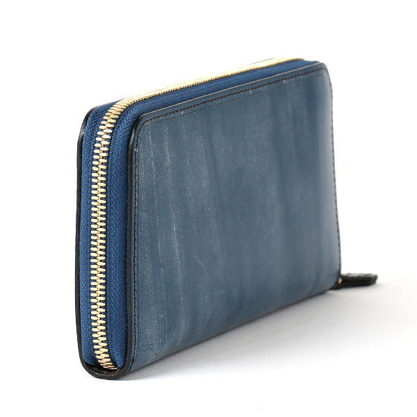  長財布 メンズ ラウンドファスナー 財布 本革 ブライドルレザー 日本製 ブランド ブルー ネイビー 青色 小銭入れあり コインケース オシャレ 高級 シンプル 大人 ファイブウッズ(FIVE WOODS) CASK(キャスク) #38057