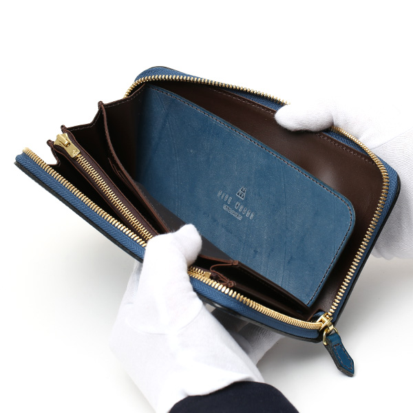  長財布 メンズ ラウンドファスナー 財布 本革 ブライドルレザー 日本製 ブランド ブルー ネイビー 青色 小銭入れあり コインケース オシャレ 高級 シンプル 大人 ファイブウッズ(FIVE WOODS) CASK(キャスク) #38057