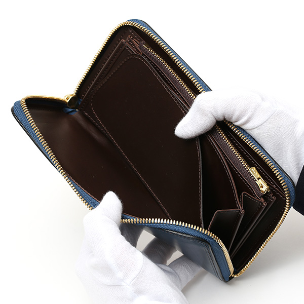  長財布 メンズ ラウンドファスナー 財布 本革 ブライドルレザー 日本製 ブランド ブルー ネイビー 青色 小銭入れあり コインケース オシャレ 高級 シンプル 大人 ファイブウッズ(FIVE WOODS) CASK(キャスク) #38057